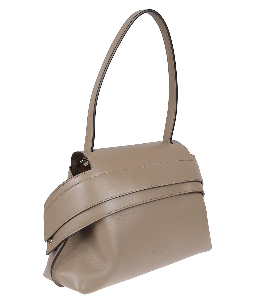TOD'S Бежевая кожаная сумка тоут, фото 3