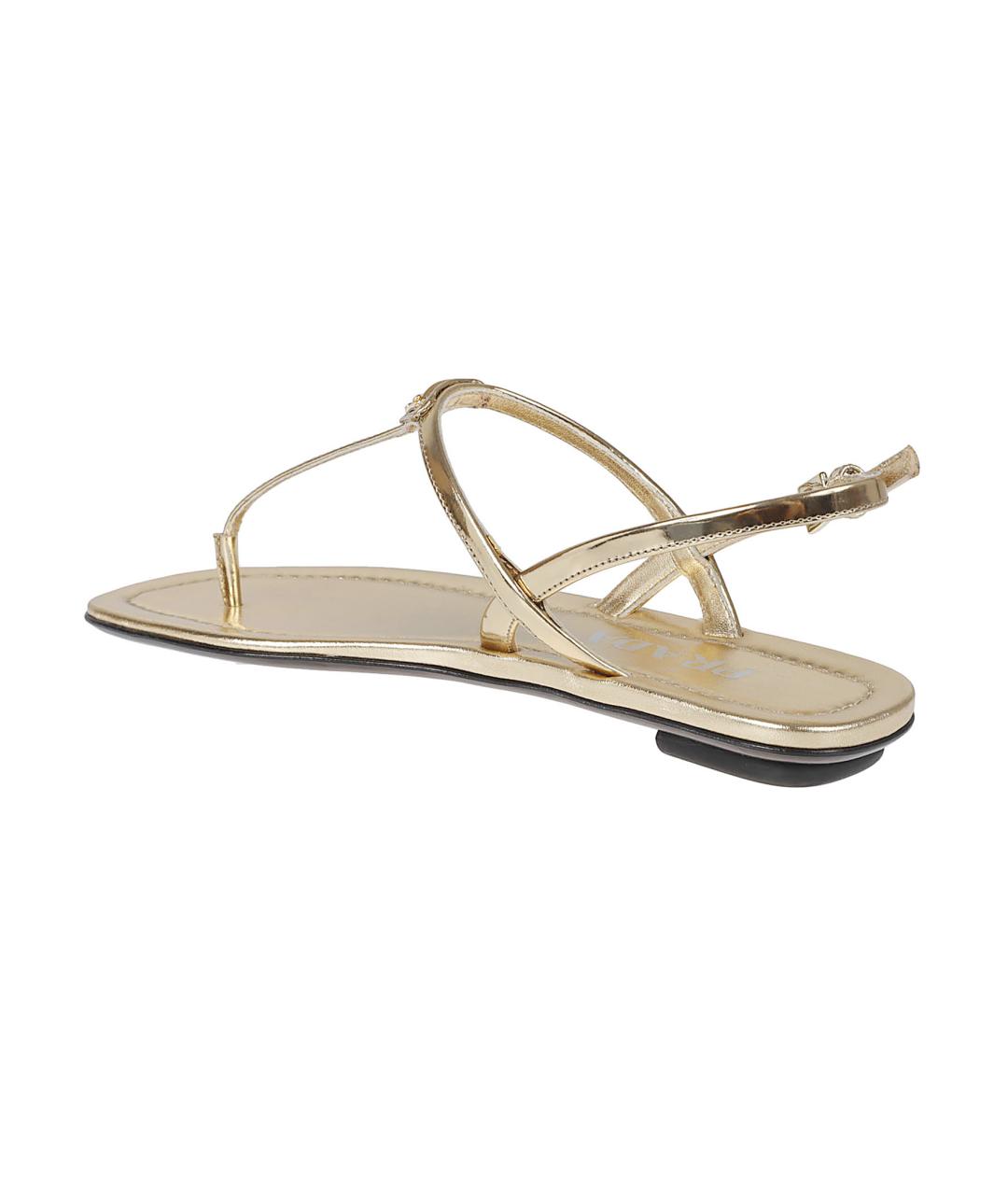 PRADA Золотые кожаные босоножки, фото 3