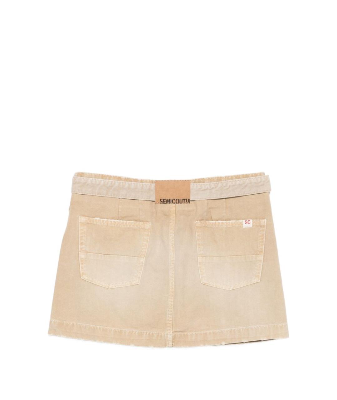SEMICOUTURE Бежевая хлопковая юбка мини, фото 2