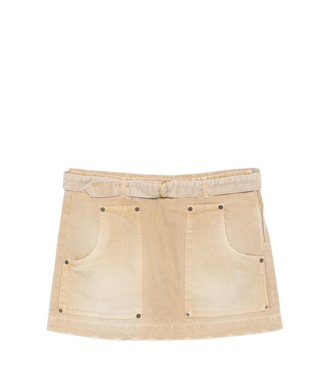 SEMICOUTURE Бежевая хлопковая юбка мини, фото 4