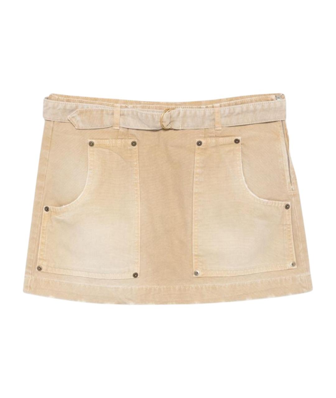 SEMICOUTURE Бежевая хлопковая юбка мини, фото 1