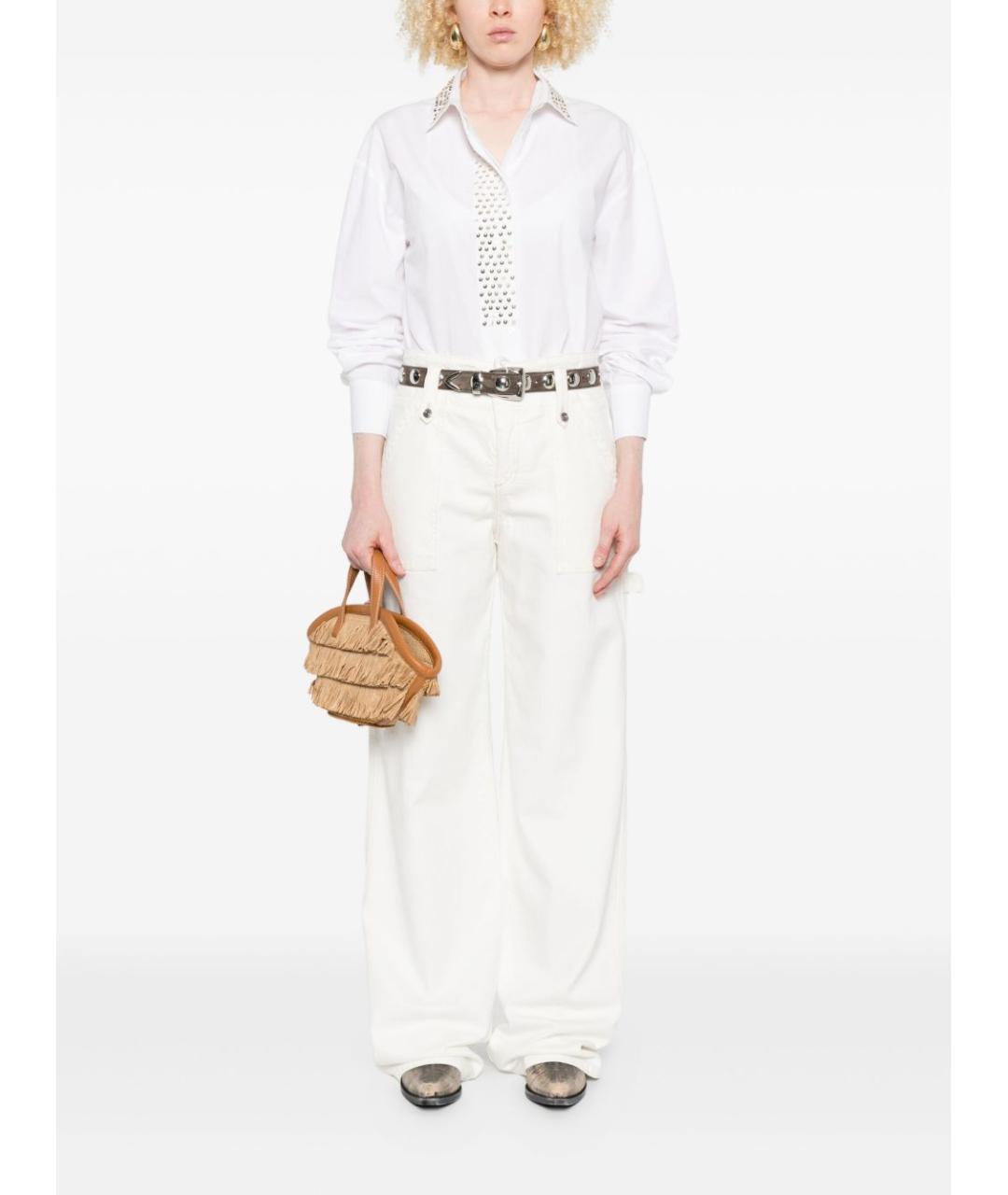 ERMANNO SCERVINO Белые хлопковые прямые джинсы, фото 5