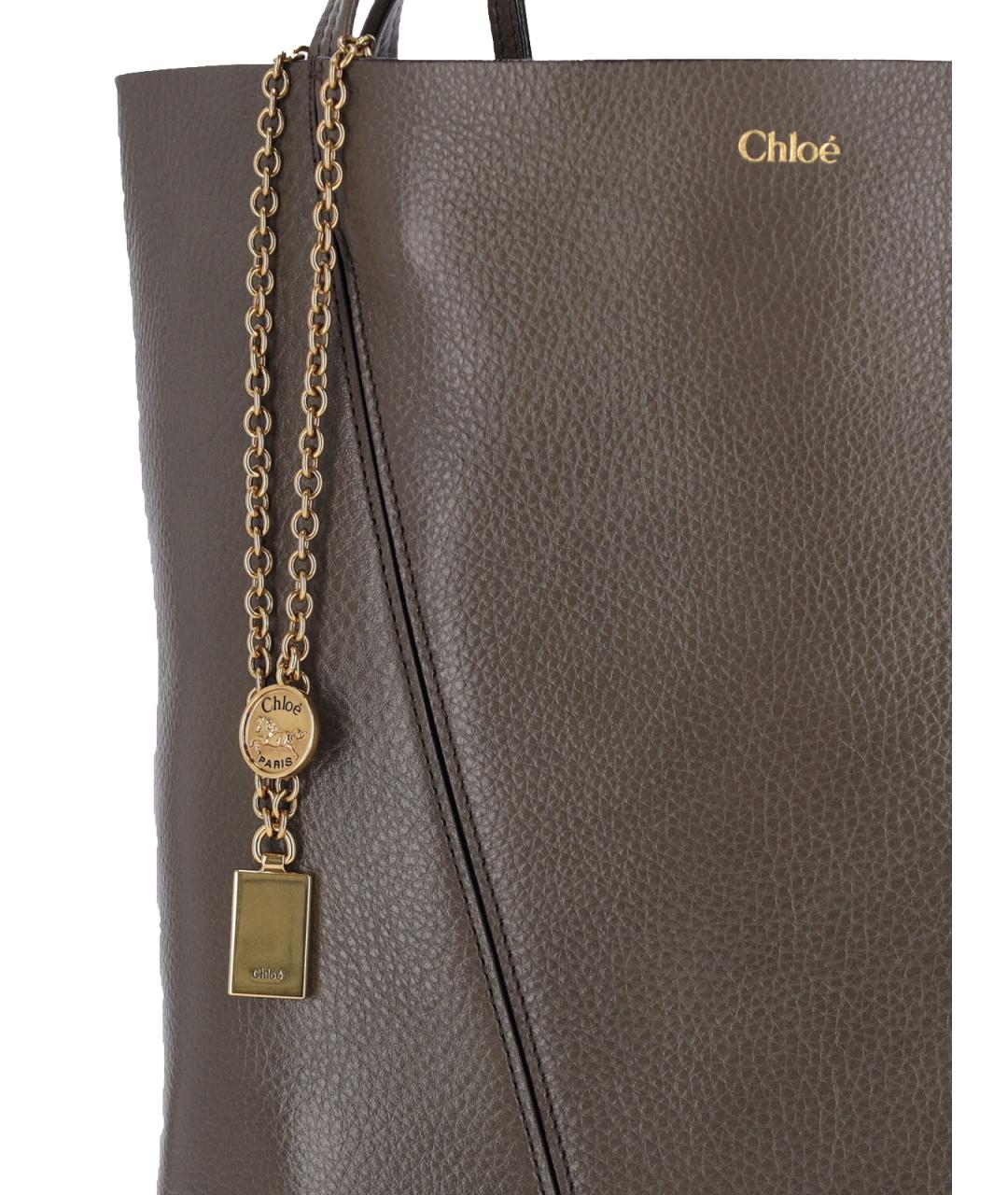 CHLOE Серая кожаная сумка тоут, фото 7