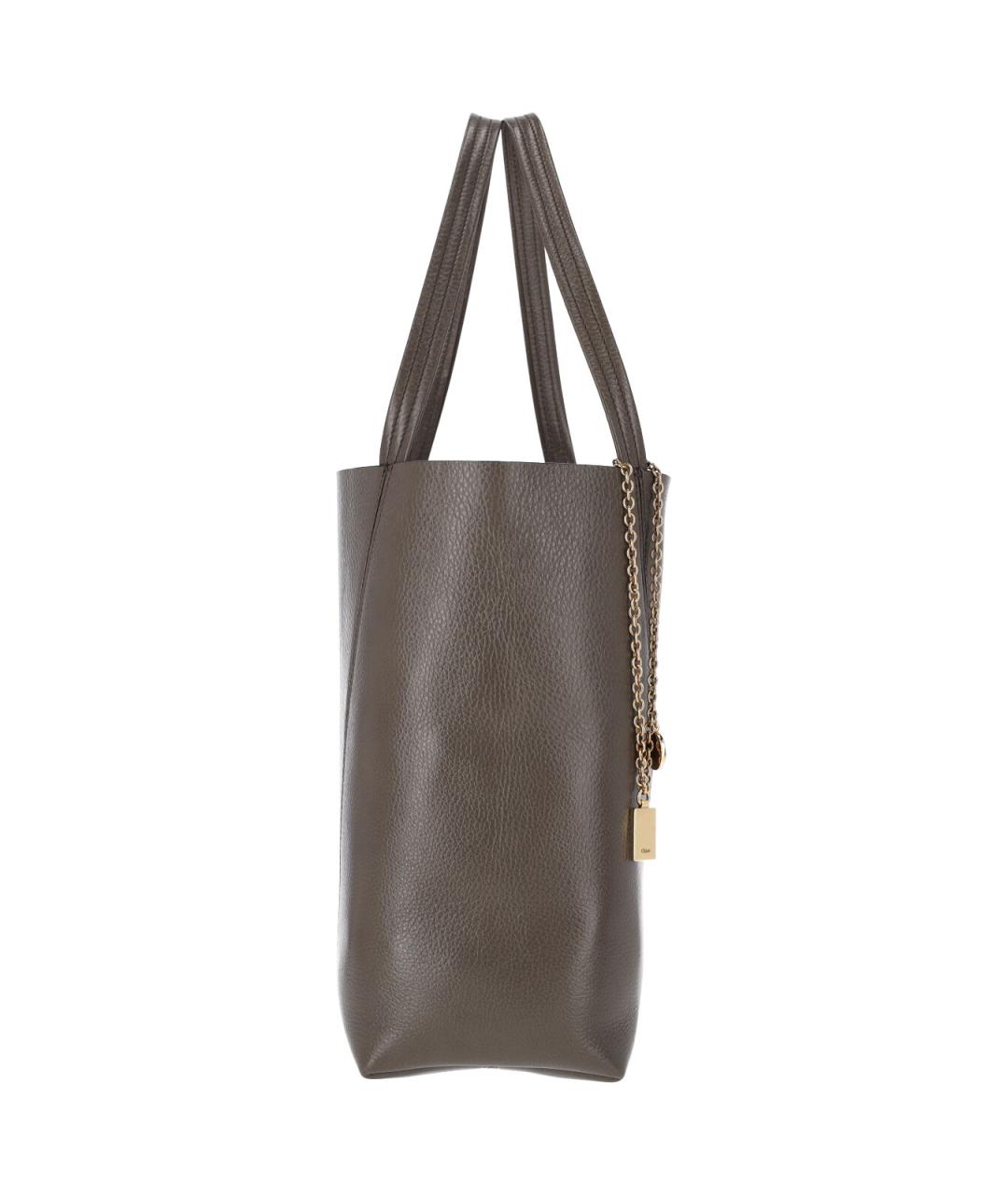 CHLOE Серая кожаная сумка тоут, фото 5