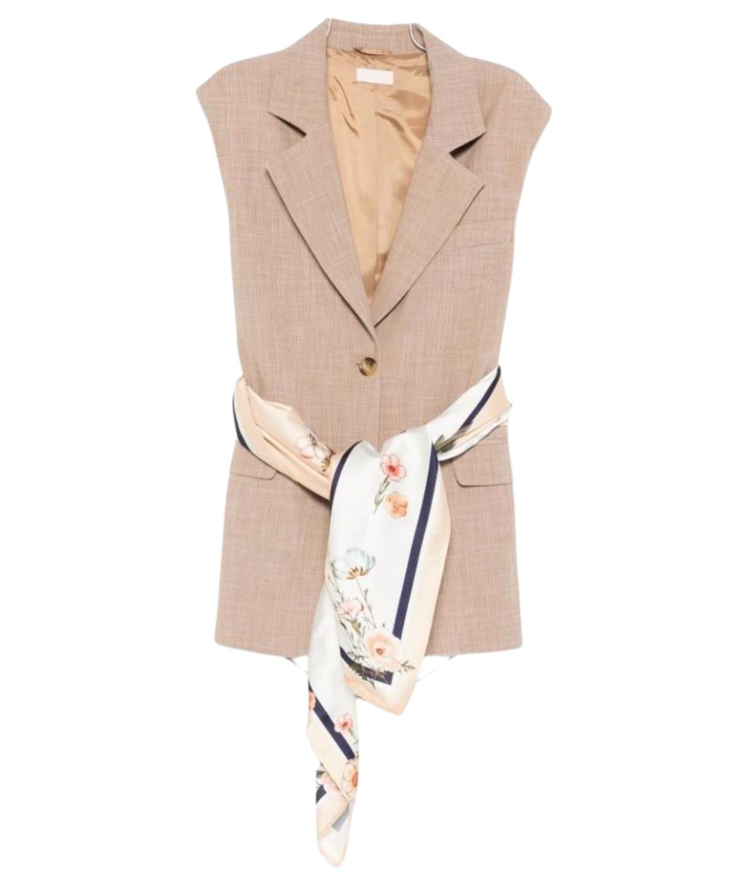 LIU JO Бежевый вискозный жилет, фото 1