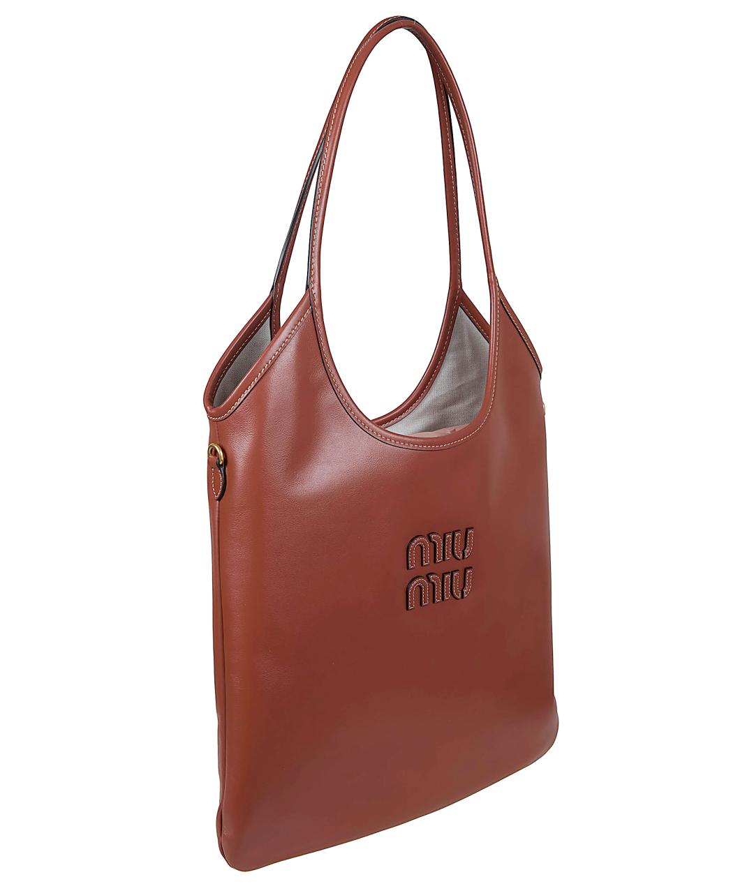 MIU MIU Бордовая кожаная сумка тоут, фото 2