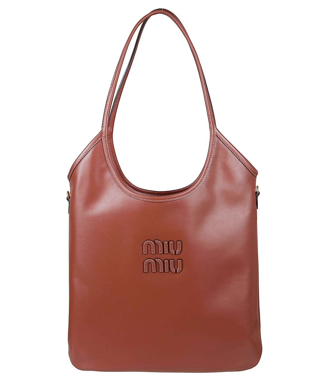 MIU MIU Бордовая кожаная сумка тоут, фото 1