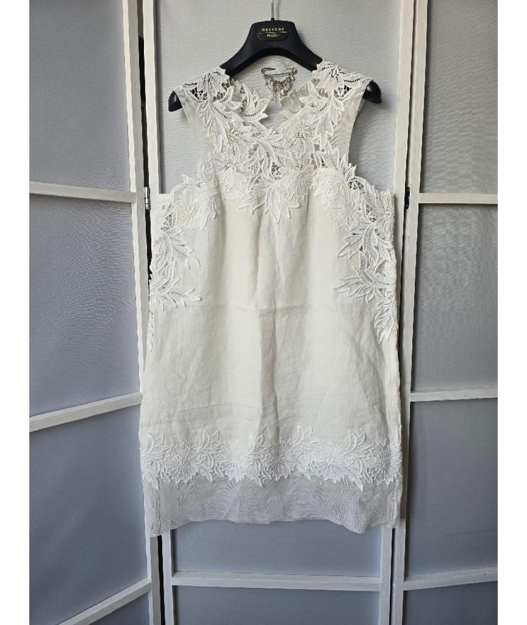 ERMANNO SCERVINO Белое льняное повседневное платье, фото 10