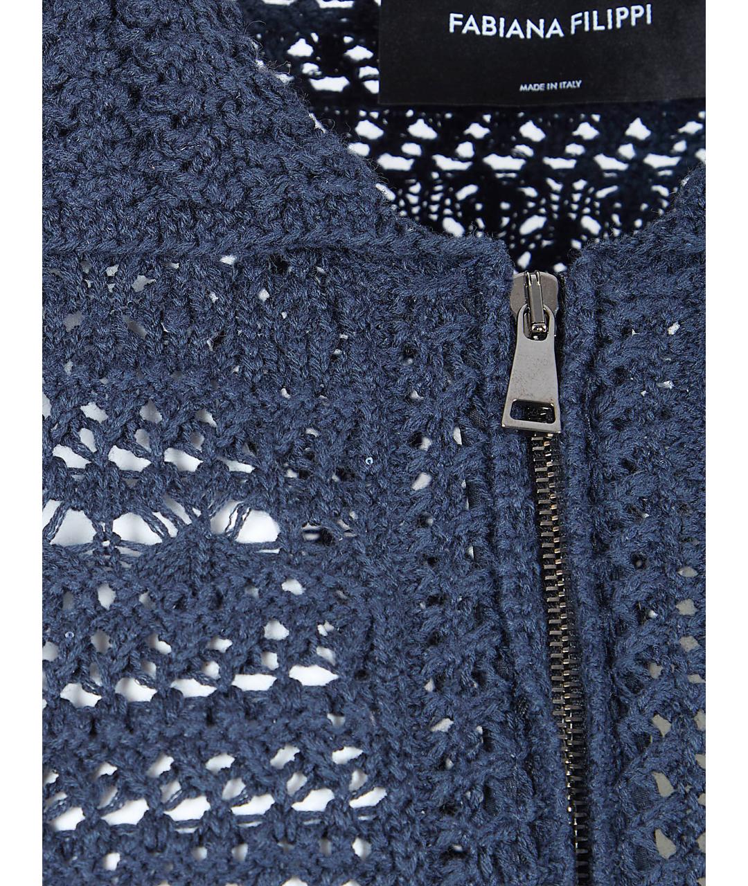 FABIANA FILIPPI Синий хлопковый кардиган, фото 3