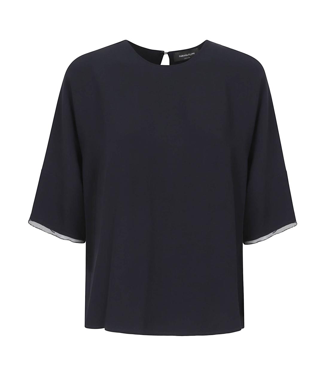 FABIANA FILIPPI Темно-синяя вискозная футболка, фото 1