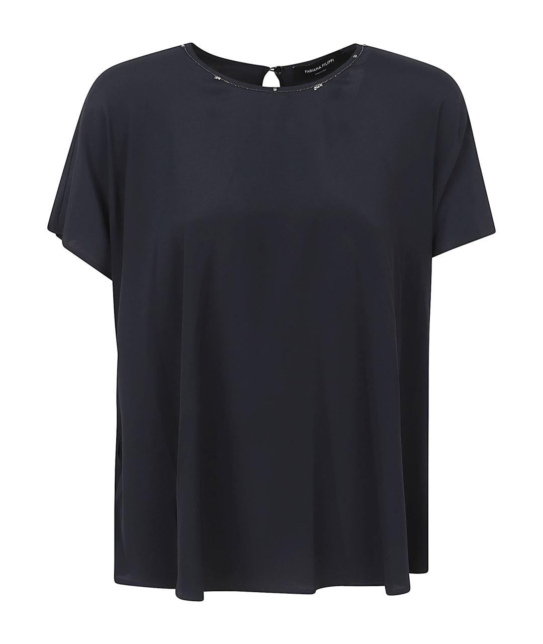 FABIANA FILIPPI Темно-синяя ацетатная футболка, фото 1