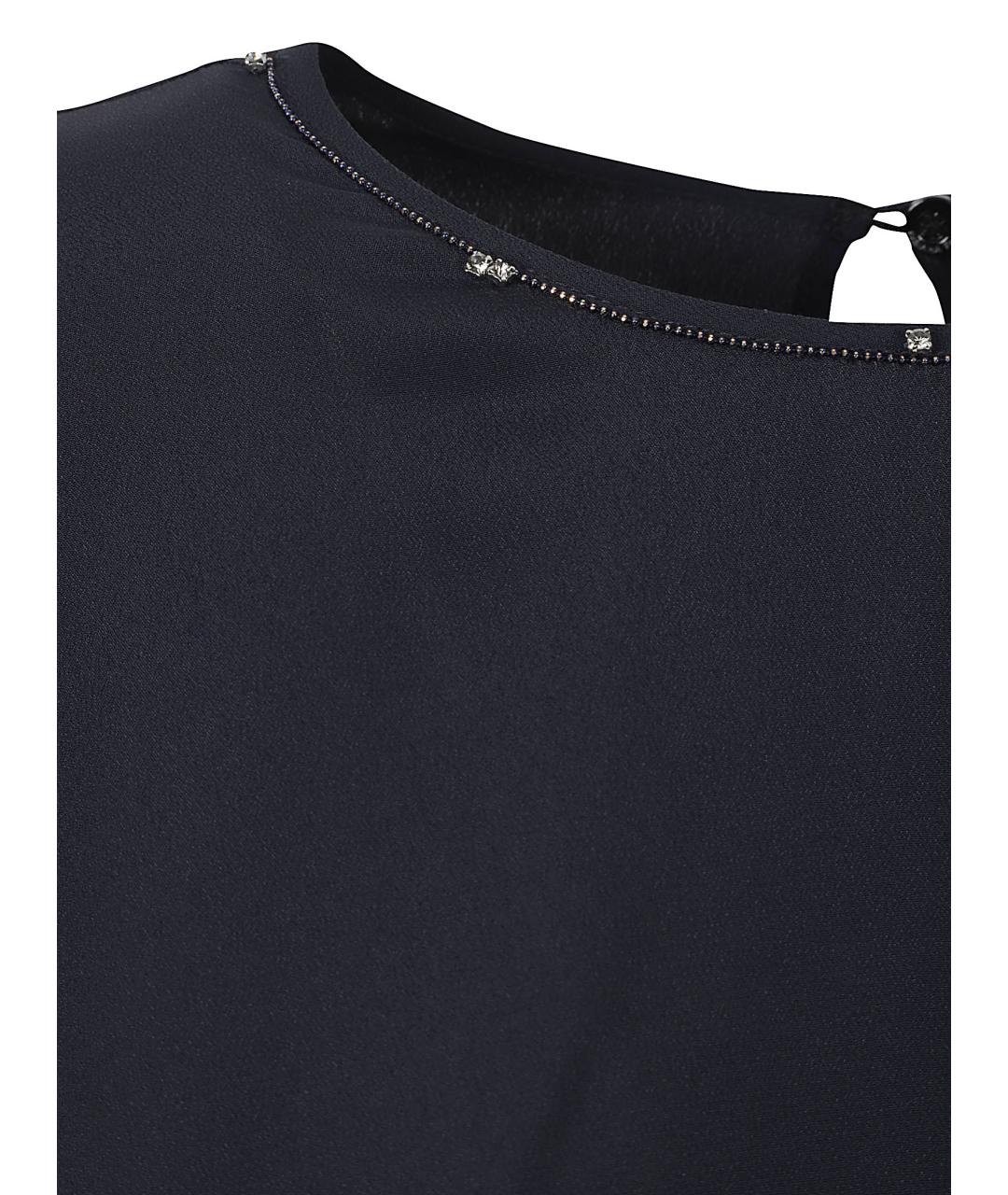 FABIANA FILIPPI Темно-синяя ацетатная футболка, фото 2