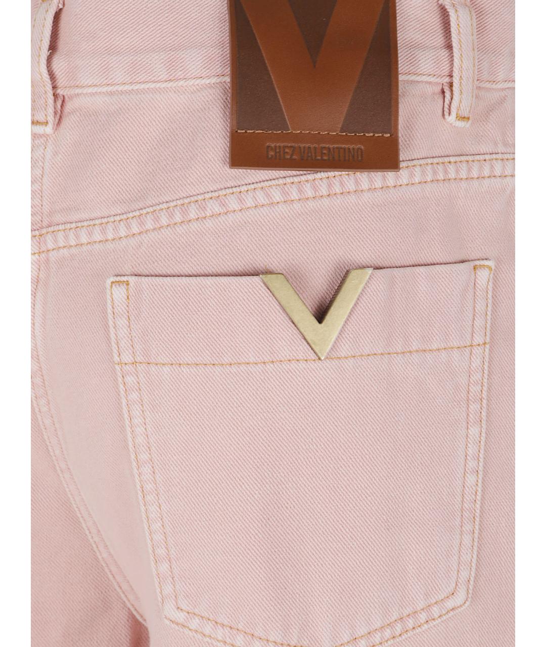VALENTINO Розовые хлопковые прямые джинсы, фото 2
