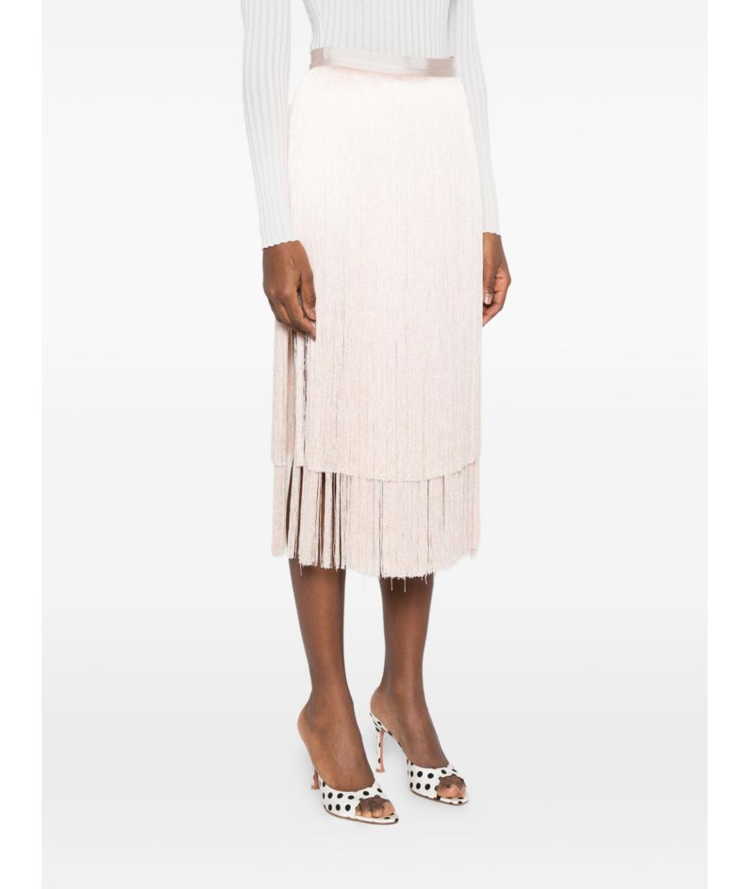 ELISABETTA FRANCHI Бежевая полиэстеровая юбка миди, фото 2