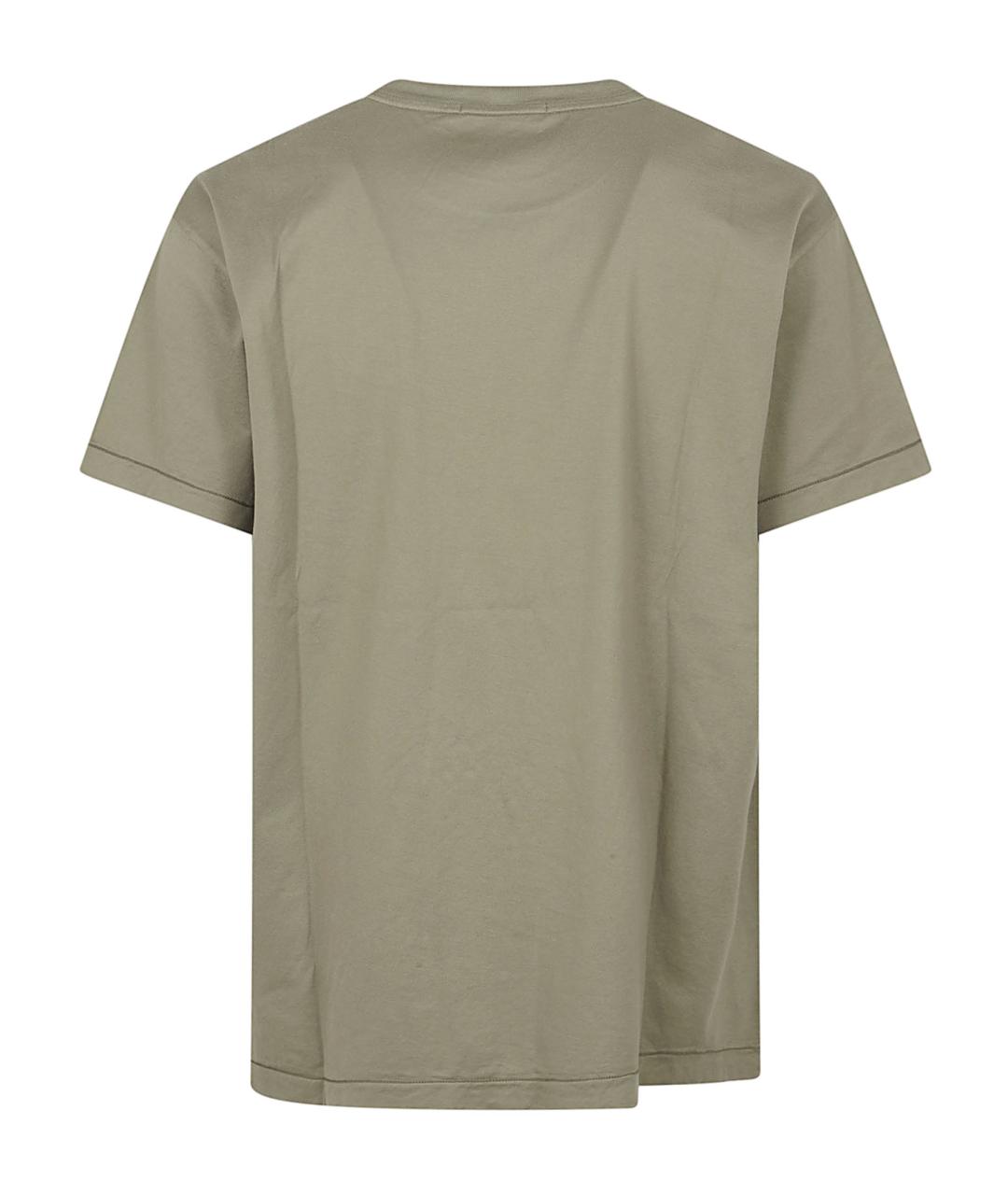 STONE ISLAND Хаки хлопковая футболка, фото 3