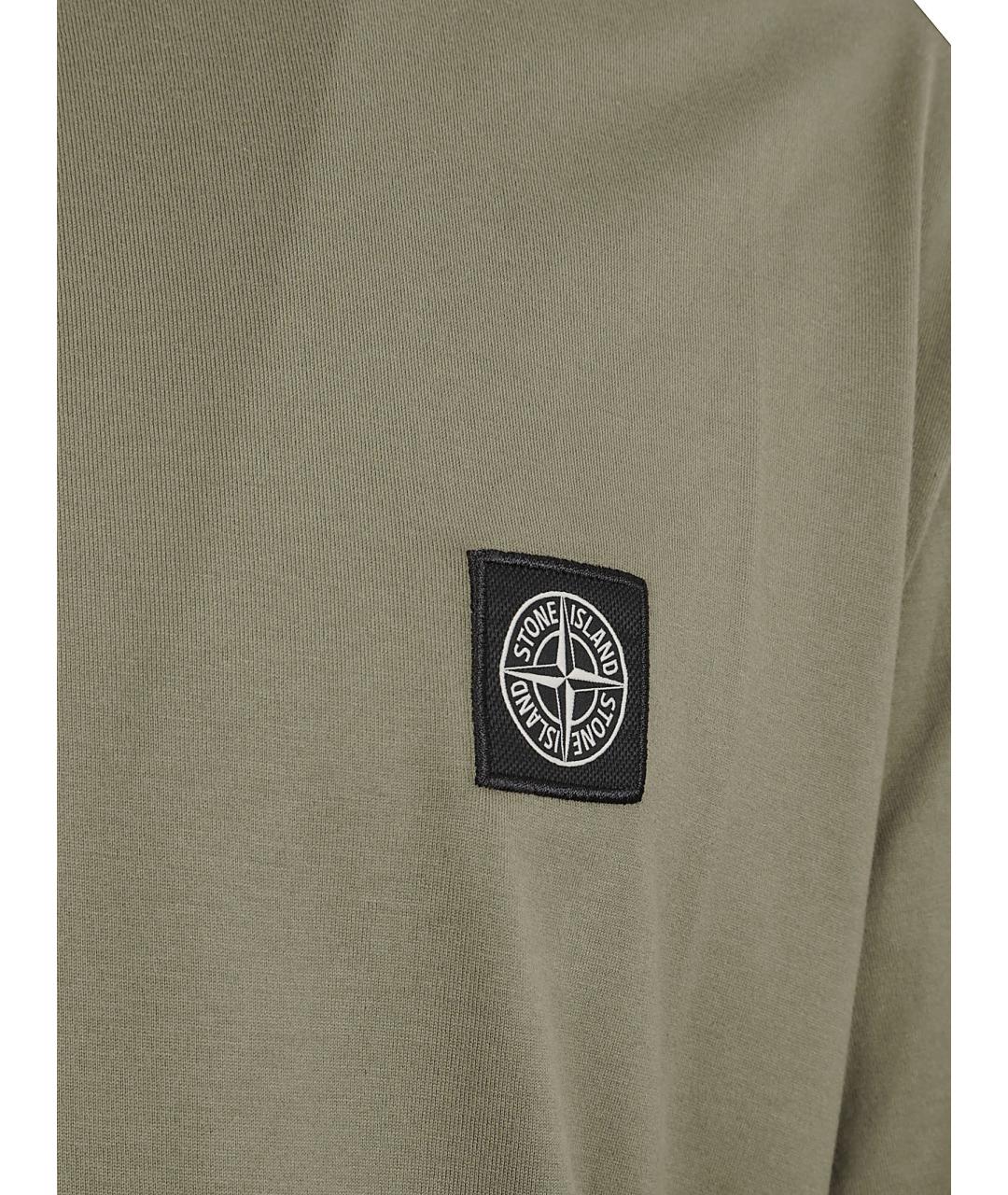 STONE ISLAND Хаки хлопковая футболка, фото 2