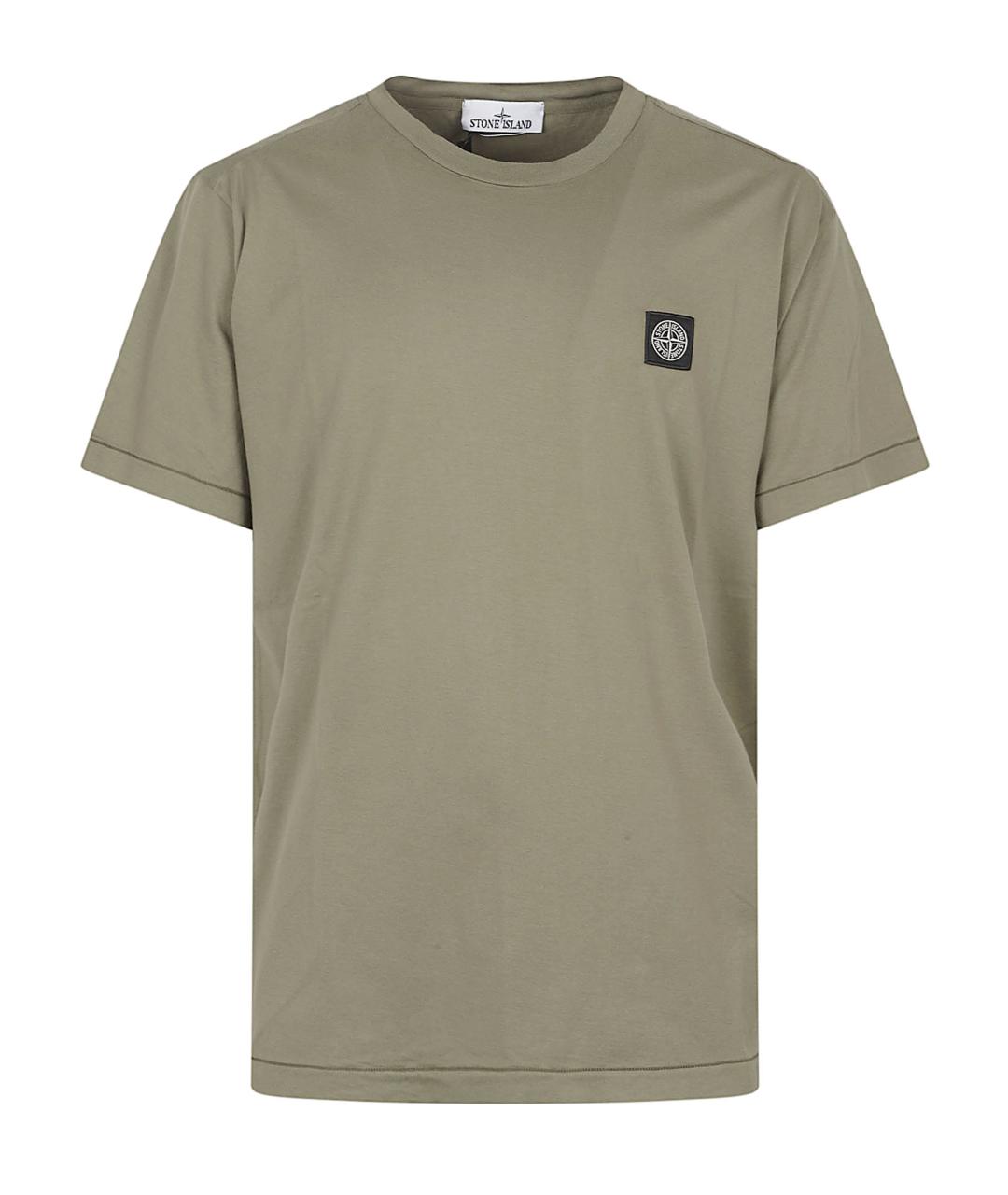 STONE ISLAND Хаки хлопковая футболка, фото 1