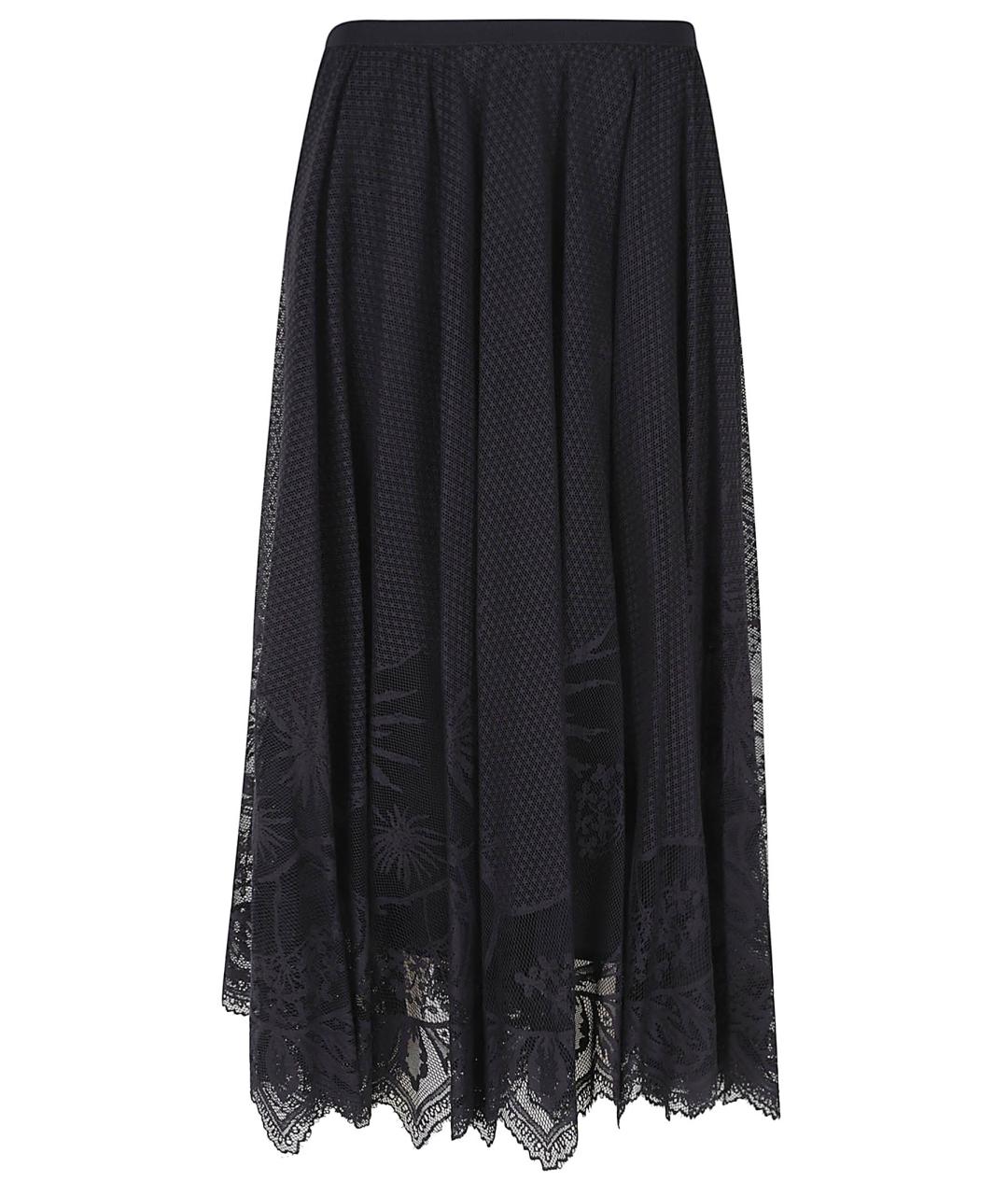 FABIANA FILIPPI Темно-синяя хлопко-эластановая юбка миди, фото 1