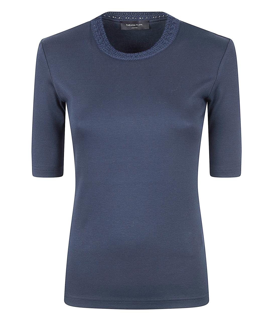 FABIANA FILIPPI Синяя хлопковая футболка, фото 1