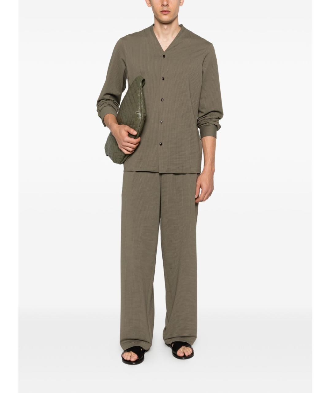 EMPORIO ARMANI Коричневые полиамидовые повседневные брюки, фото 2