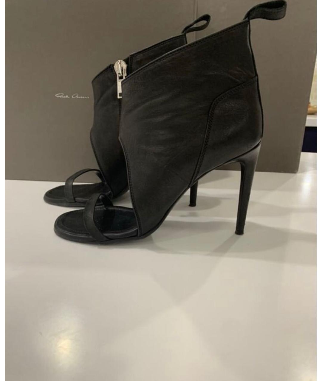 RICK OWENS Черные кожаные босоножки, фото 4