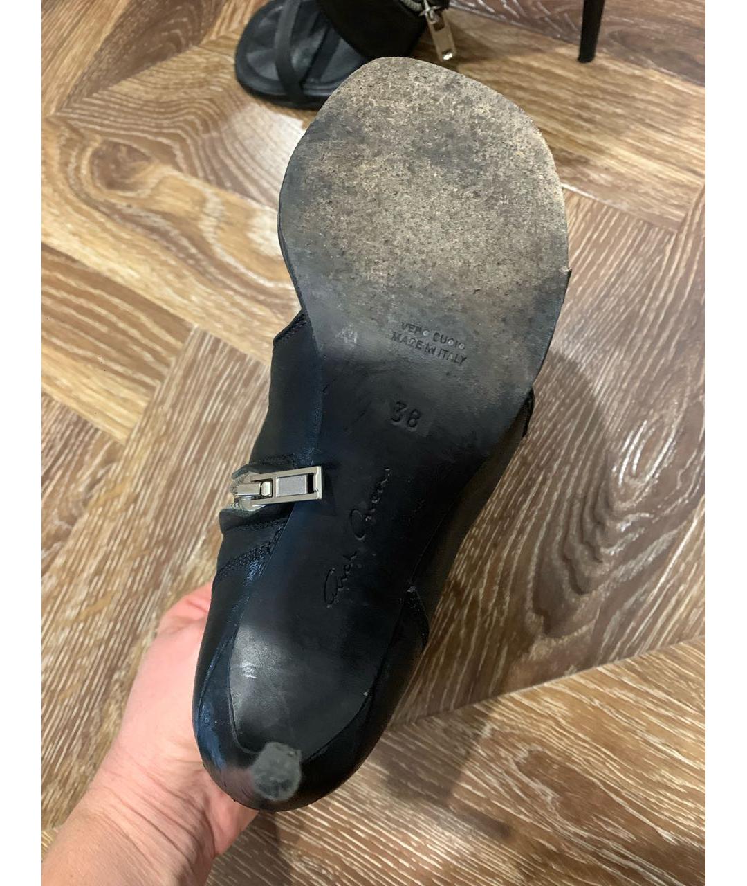 RICK OWENS Черные кожаные босоножки, фото 6