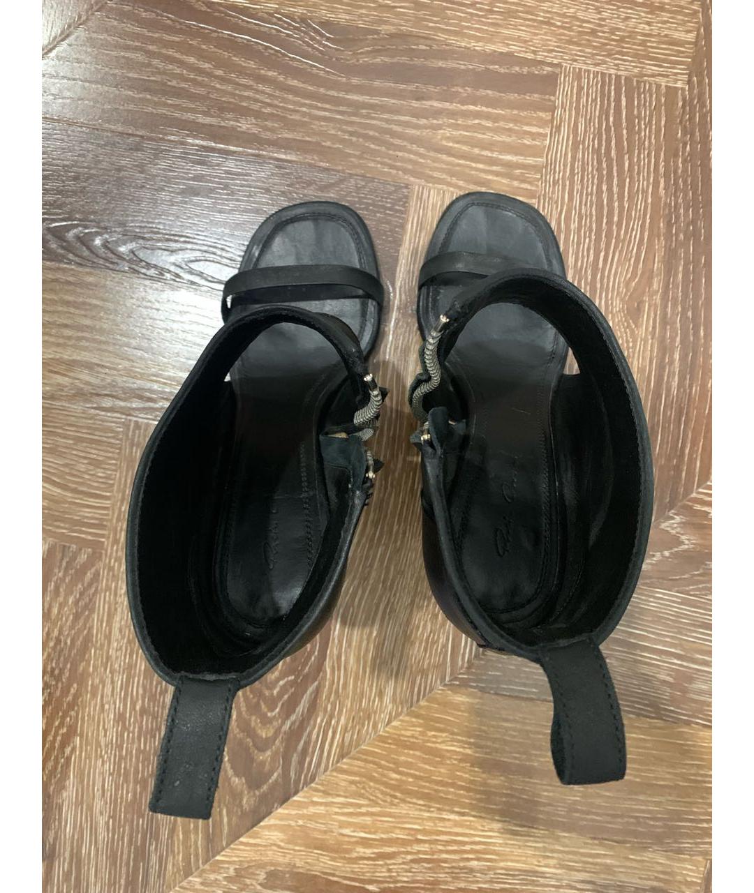 RICK OWENS Черные кожаные босоножки, фото 2