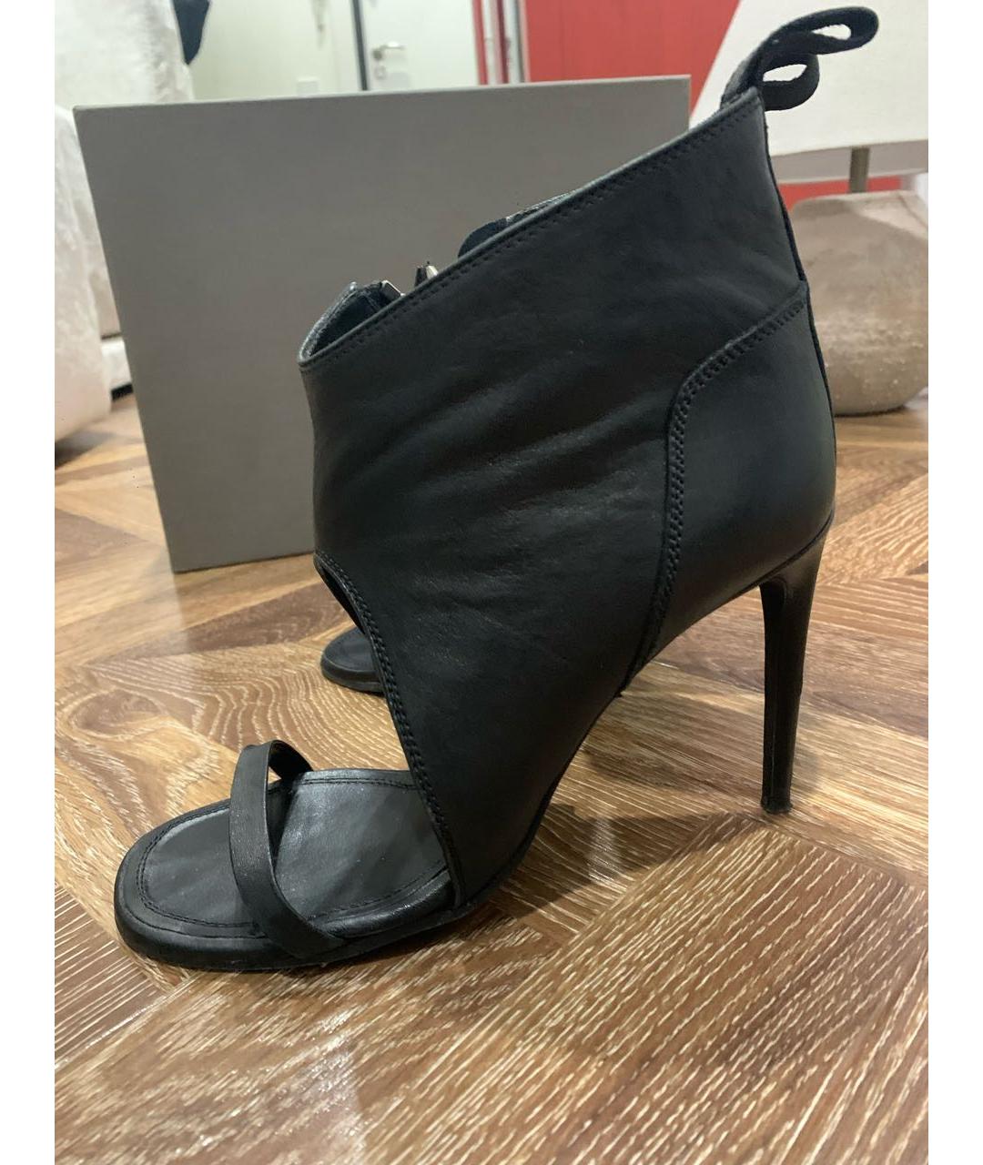 RICK OWENS Черные кожаные босоножки, фото 5