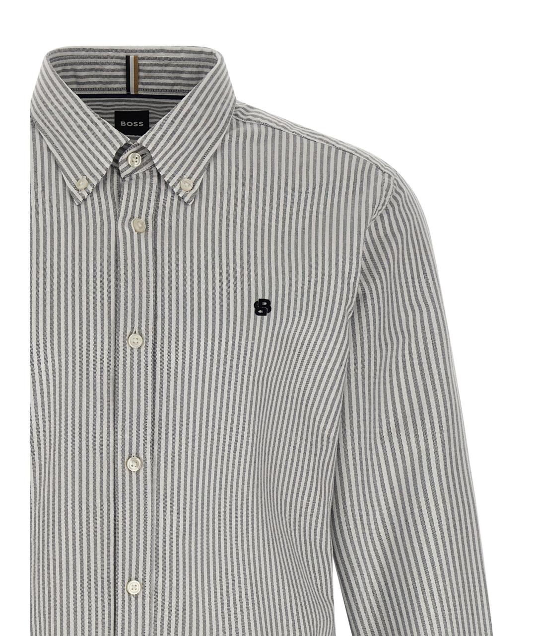 HUGO BOSS Серая хлопковая кэжуал рубашка, фото 3