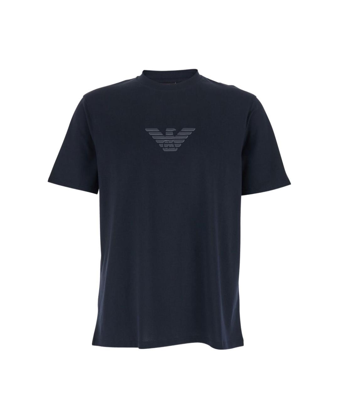 EMPORIO ARMANI Синяя хлопковая футболка, фото 1