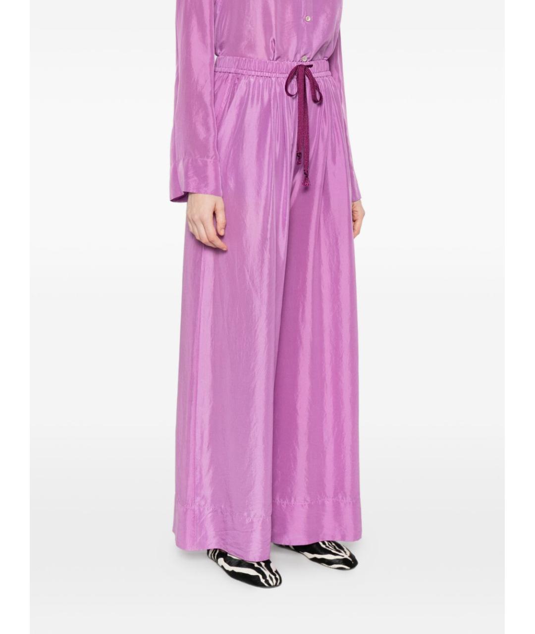 FORTE FORTE Фиолетовые шелковые брюки широкие, фото 4