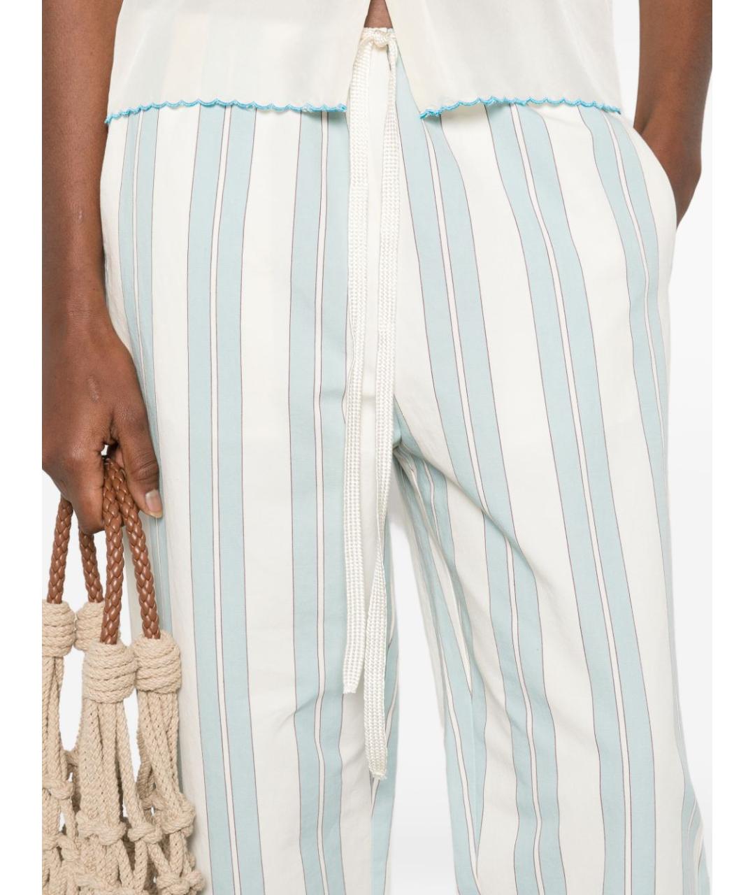 FORTE FORTE Голубые хлопковые прямые брюки, фото 2