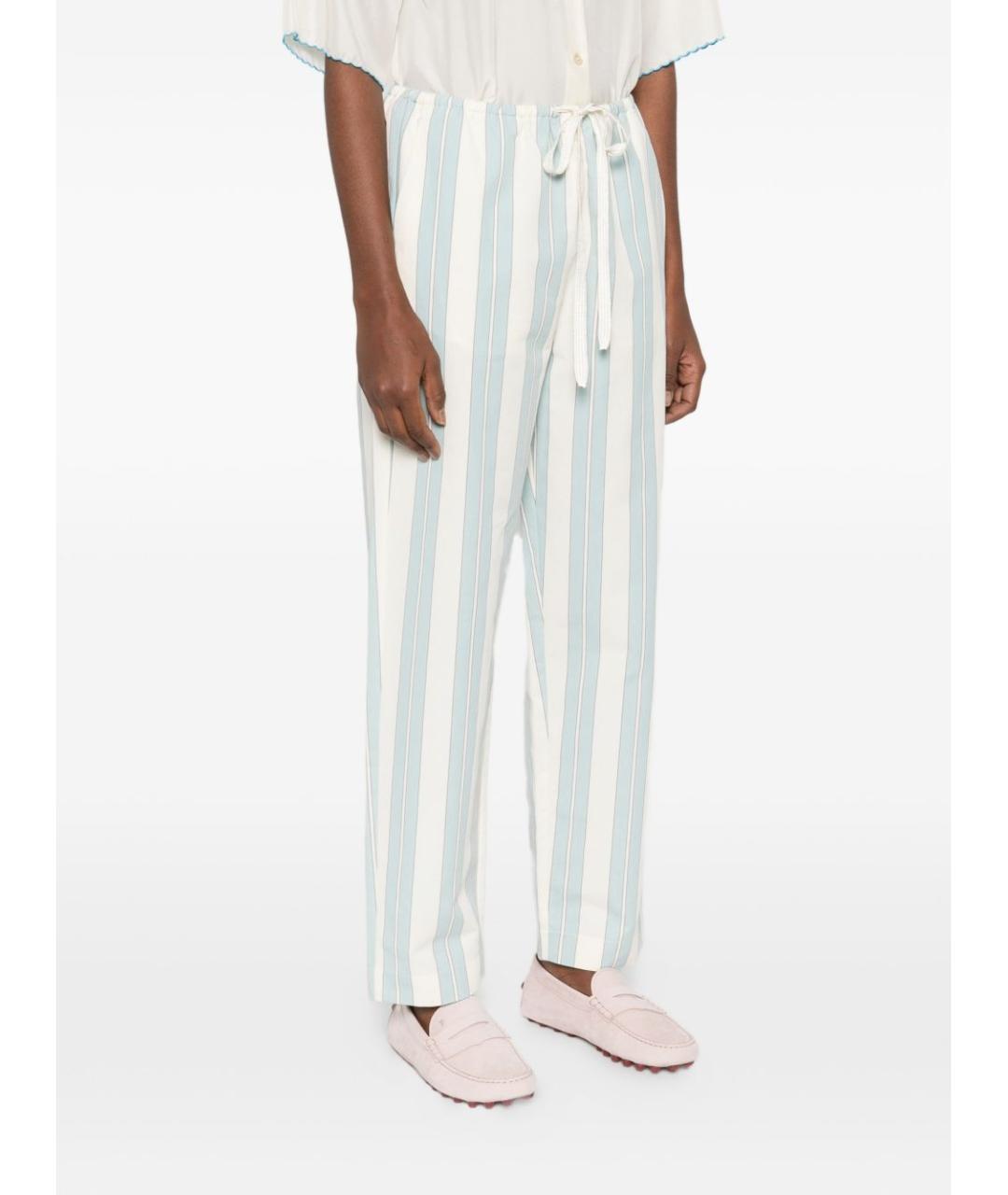 FORTE FORTE Голубые хлопковые прямые брюки, фото 5