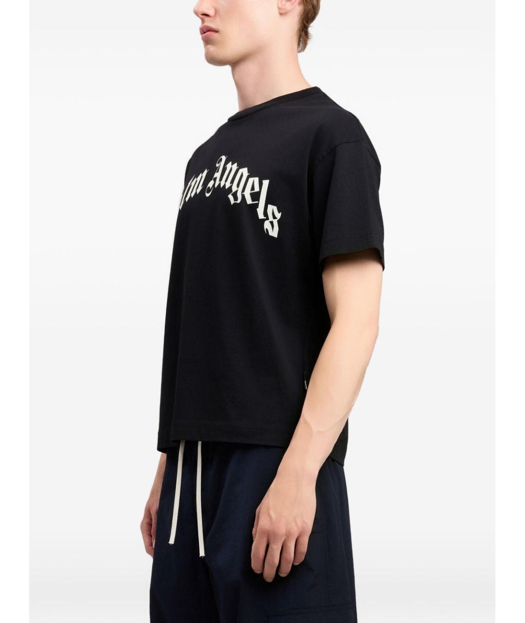 PALM ANGELS Черная хлопковая футболка, фото 2