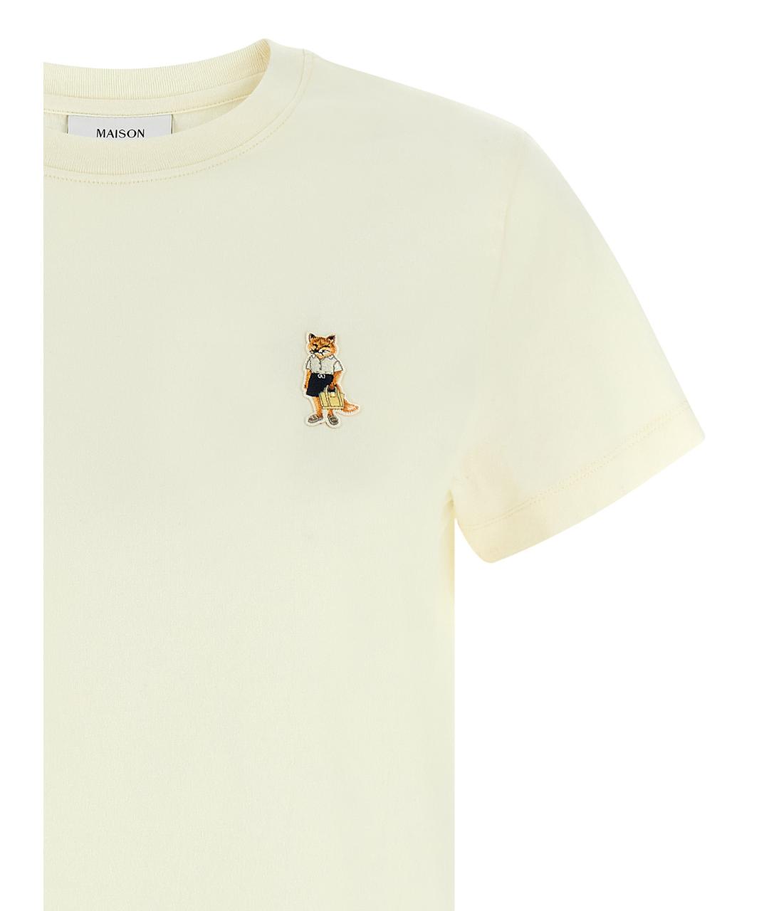 MAISON KITSUNE Белая хлопковая футболка, фото 3
