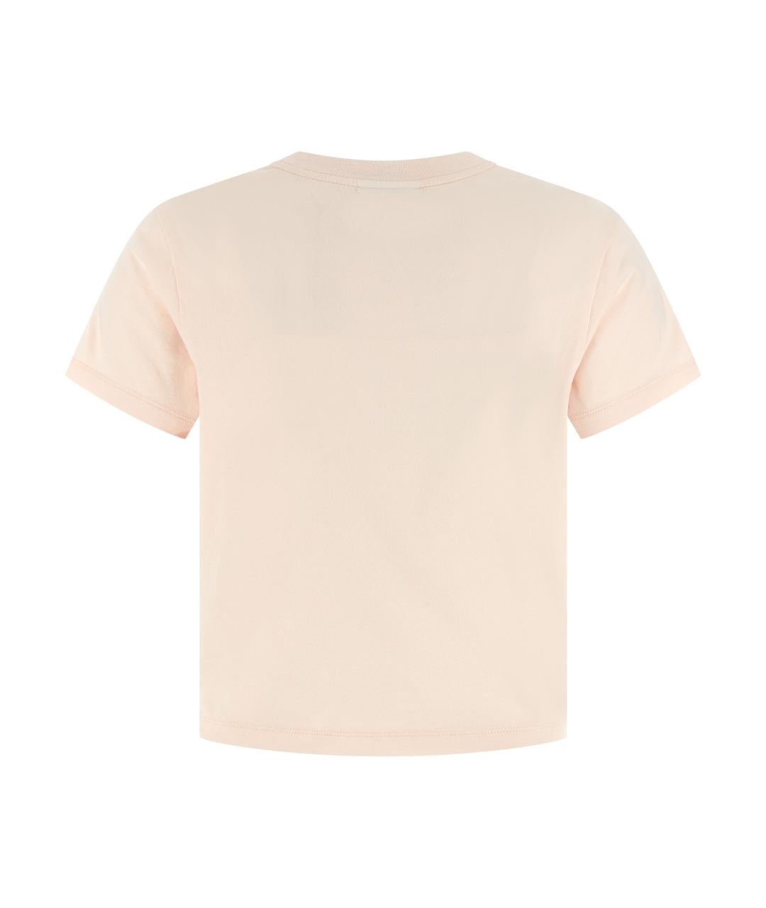 MAISON KITSUNE Розовая хлопковая футболка, фото 2