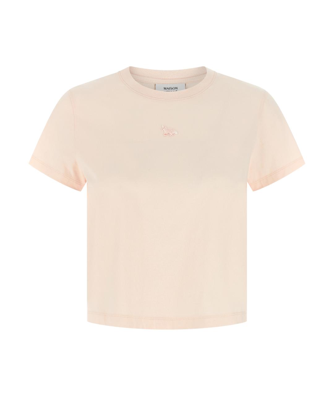 MAISON KITSUNE Розовая хлопковая футболка, фото 1