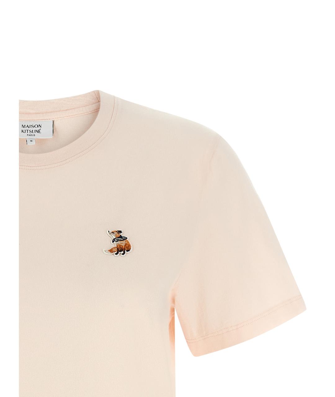 MAISON KITSUNE Розовая хлопковая футболка, фото 3