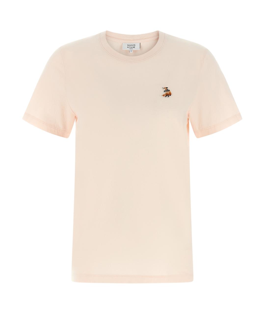 MAISON KITSUNE Розовая хлопковая футболка, фото 1