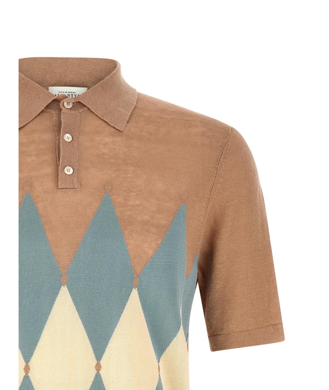 BALLANTYNE Бежевое хлопко-леновое поло с коротким рукавом, фото 3