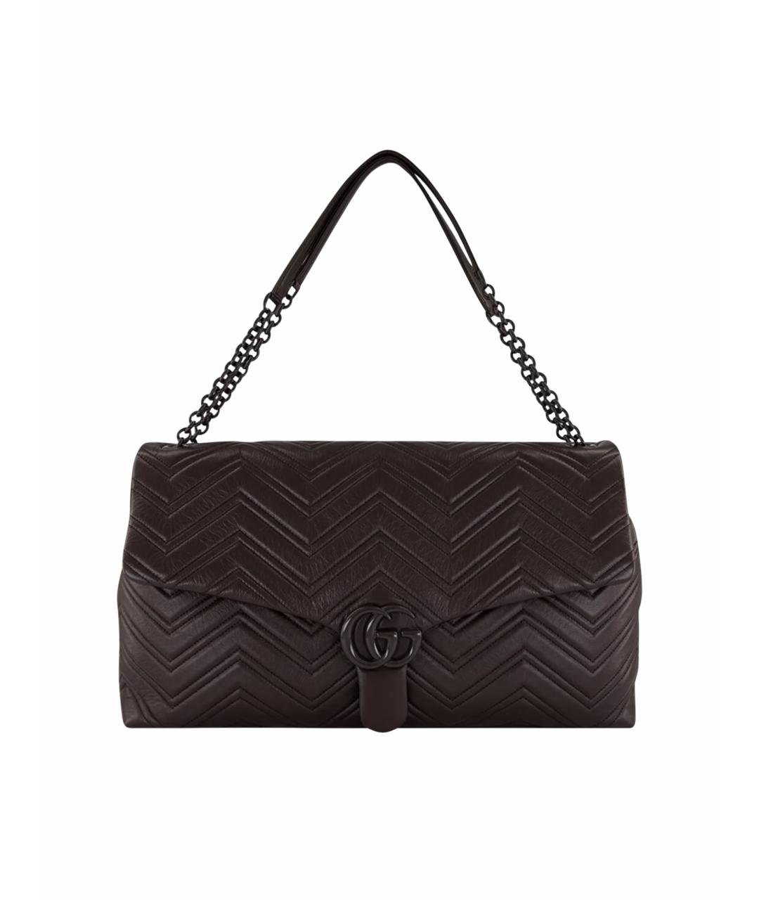 GUCCI Коричневая кожаная сумка с короткими ручками, фото 1