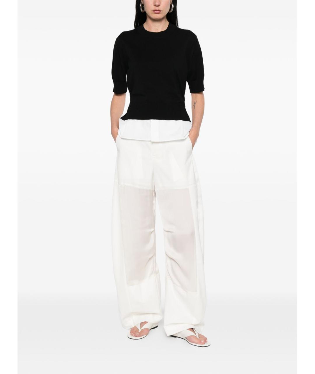 SACAI Белые шерстяные брюки широкие, фото 4