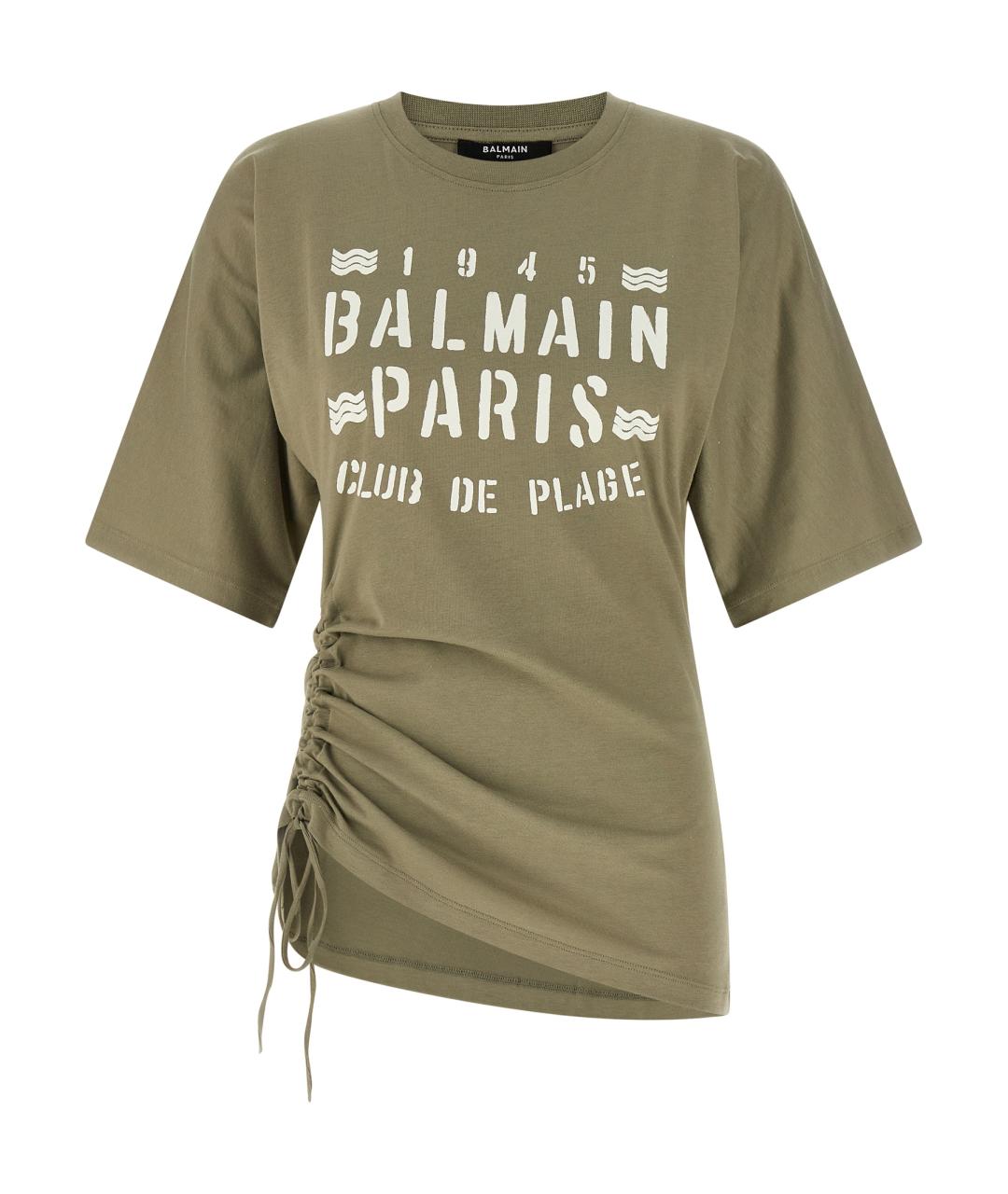 BALMAIN Зеленая хлопковая футболка, фото 1