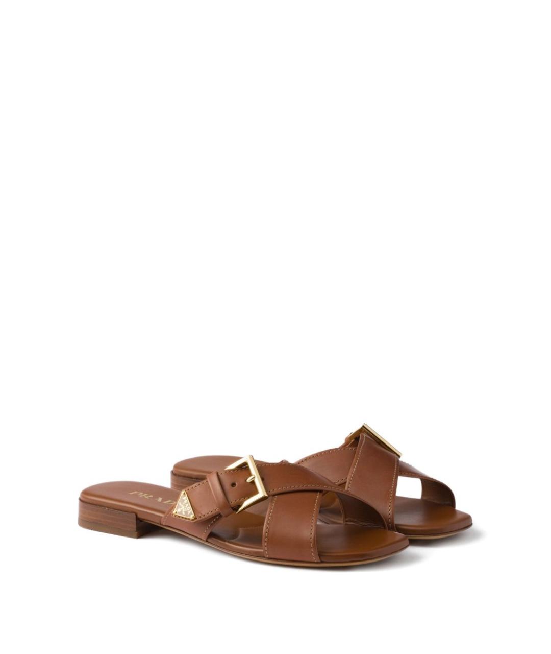 PRADA Коричневые кожаные сандалии, фото 1