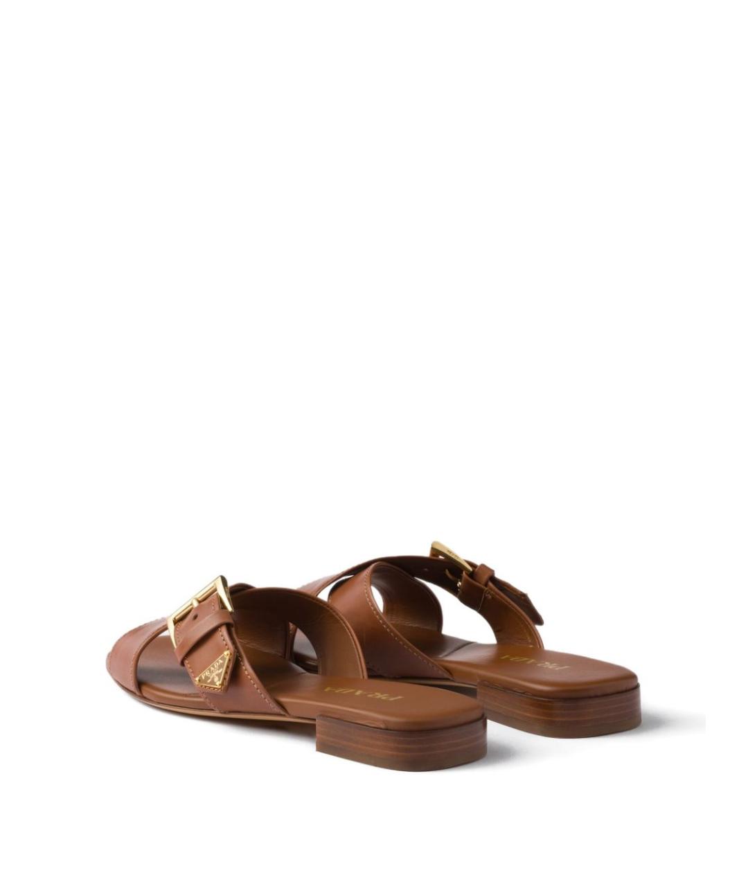 PRADA Коричневые кожаные сандалии, фото 4