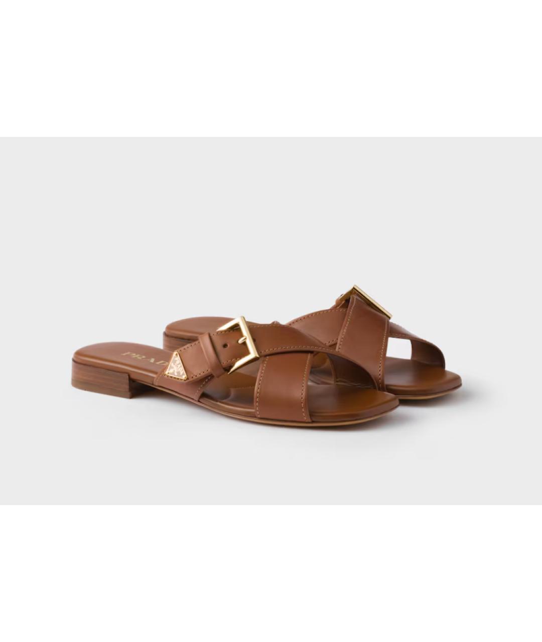 PRADA Коричневые кожаные сандалии, фото 2