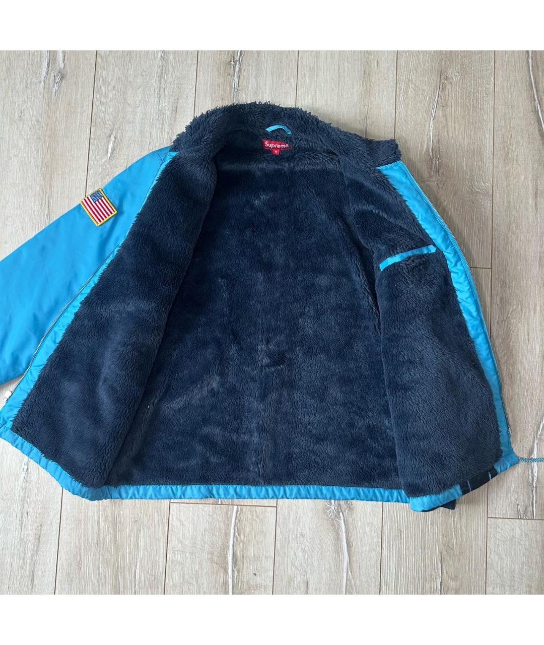 SUPREME Бирюзовая полиэстеровая куртка, фото 4