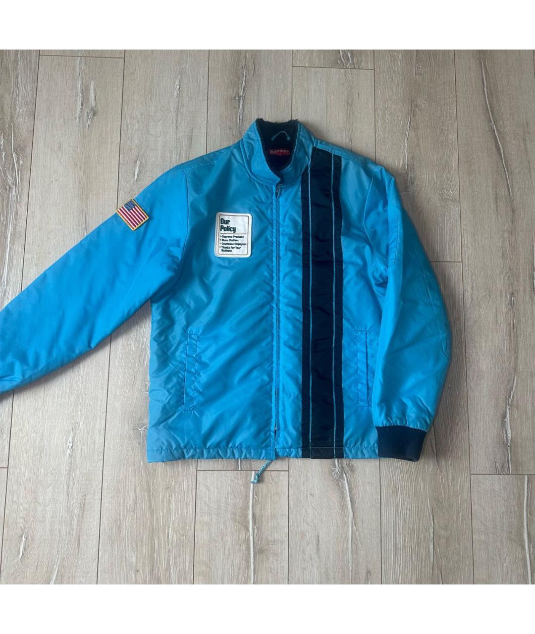 SUPREME Бирюзовая полиэстеровая куртка, фото 3