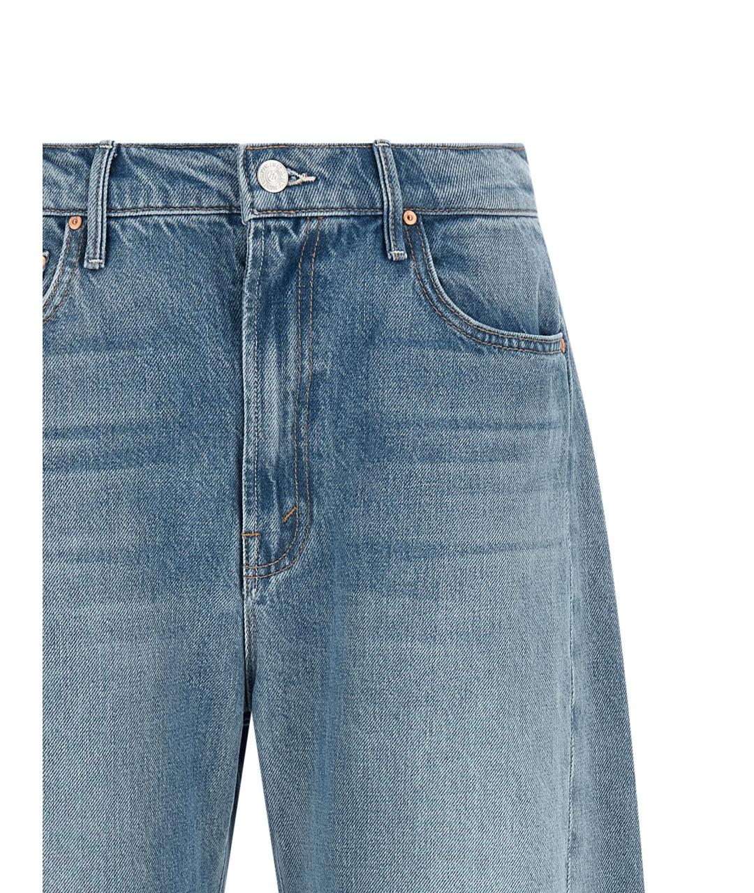 MOTHER Голубые хлопковые прямые джинсы, фото 3