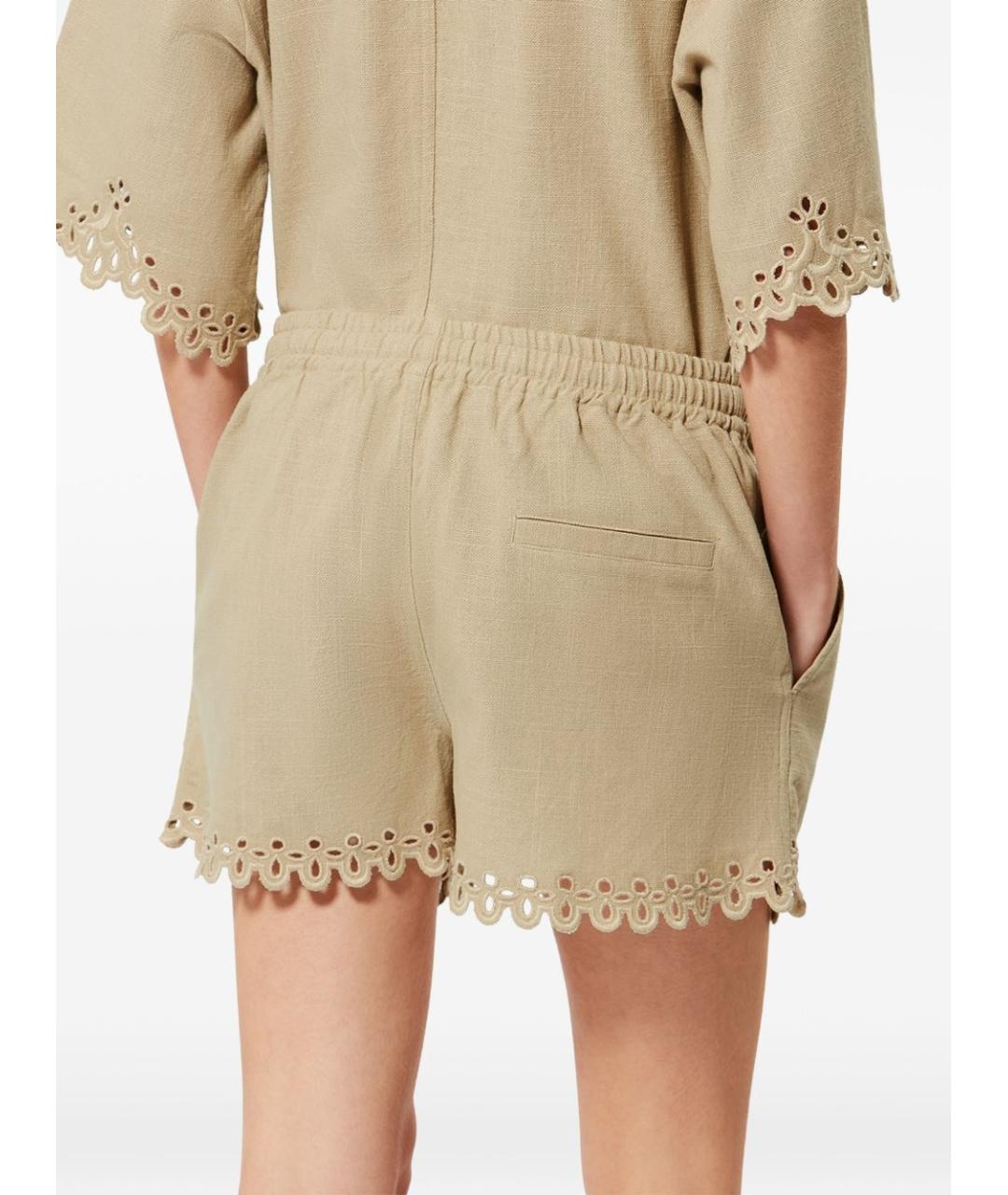 ISABEL MARANT Бежевые хлопковые прямые брюки, фото 4